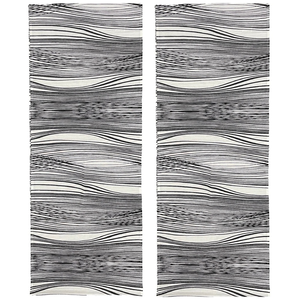 HEMTEX Black White Decorative Narrow Panel Curtain Set 1.5’ x 7.9’